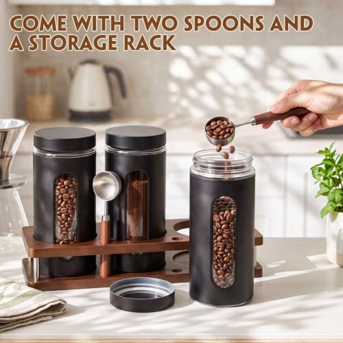 Stainless Steel Coffee Grounds Canisters Container with Shelf (3 Count)