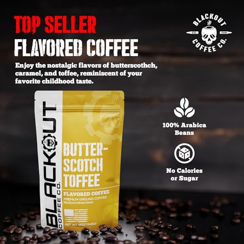 Blackout Coffee Butterscotch Toffee Flavored Ground Coffee (12 Ounce)