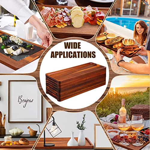 10 Pack Acacia Wood Serving Trays Rectangular (10 Count)