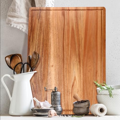 24"x18" XXL Extra Large Acacia Wood Cutting Boards for Kitchen Non Toxic