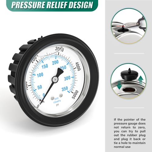0 5000PSI Stainless Steel Liquid Filled Pressure Gauge