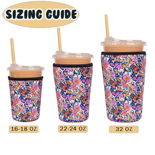 Reusable Insulated Neoprene Iced Coffee Cup Sleeve (3 Count)