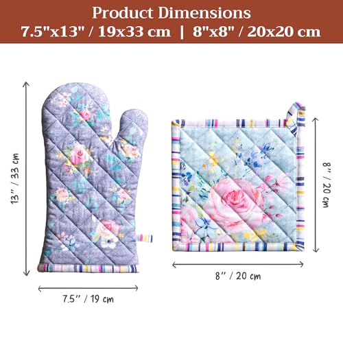 100% Cotton Oven Mitt & Pot Holder Set