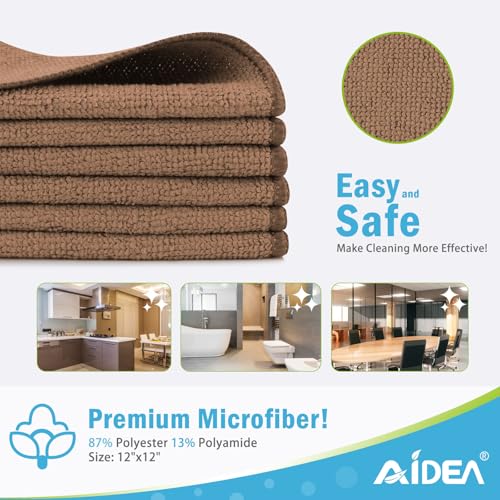 Brown Microfiber Cleaning Cloth (12 Count)