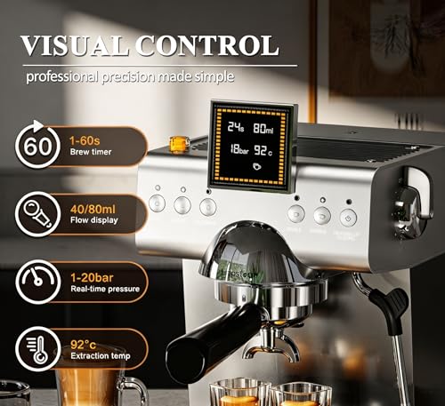 CB2 20 Bar Espresso Machine with Milk Frother Steam 1350W Silver