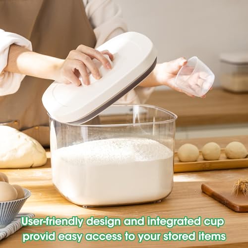 Large Airtight Food Container 5.28 Qt with Pop Up Lid & Measuring Cup