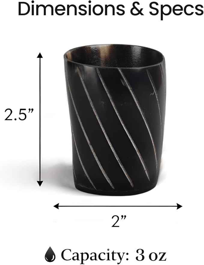 Handicrafts Home Viking Horn Shot Glasses Set of 4, Handmade Natural Ox Horn, Rustic Viking Drinkware Whiskey Shot Cups, Father’s Day Gifts, Medieval Decor Gift Set for Men & Groomsmen, Birthday Gifts