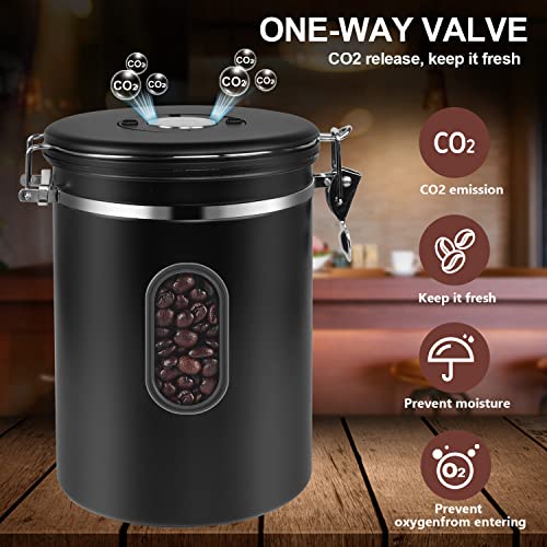 2800ML Coffee Canister with Date Tracker&Transparent Window