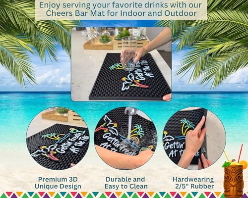 Gettin Freaky at The Tiki Flying Parrot Silicone Bar Mat 18x12 in
