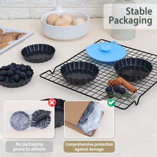 Mini Tart Pans with Removable Bottom 4 inch Set of 10 Non (10 Count)