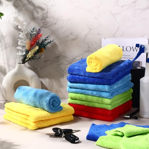 30 Pcs 16 x 16 Inch Edgeless Microfiber Plush Towels for Cars Detailing Drying Wash Polishing Absorbent Cleaning Cloths