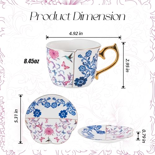 Tea Cups and Saucers Set of 2 (2 Count)