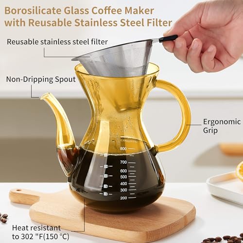 Pour Over Coffee Maker with Double Stainless Filter 27 fl oz (27 Ounce)