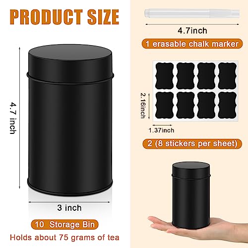 10Pcs Tea Tin Canisters 16oz Metal Storage with Airtight Double Lid (10 Count)