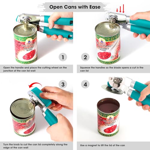 Heavy Duty Hand Can Opener Manual with Magnet Lid Remover