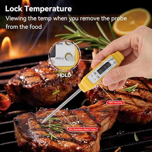Digital Food Thermometer Automatic Calibration Pen High Accuracy Electronic Pocket Thermometer Yellow Home and Family Appliance and Decor