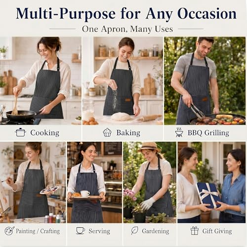Cotton Aprons with Pockets (4 Count)