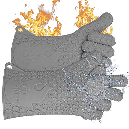 Ekogrips Premium Heat Resistant BBQ Grilling Gloves for Indoor and Outdoor Cooking (2 Count)