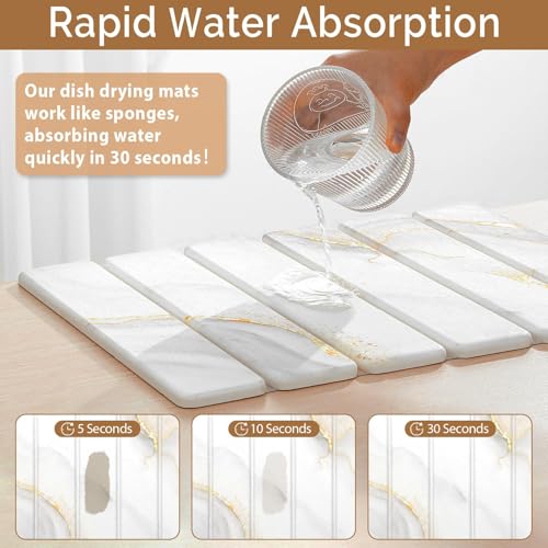 Small Stone Dish Drying Mat for Kitchen Counter (2 Count)