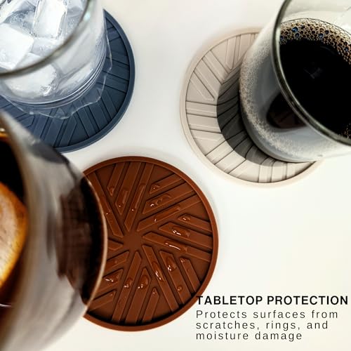 Silicone Coasters Set of 6 with Modern Patterns (6 Count)