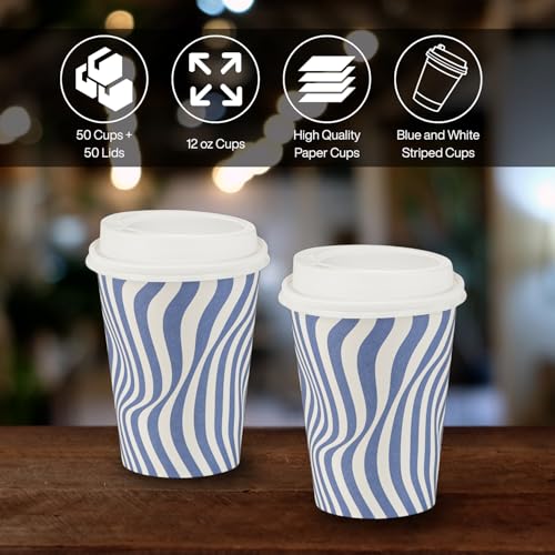 Disposable Coffee Cups with Lids (50 Count)