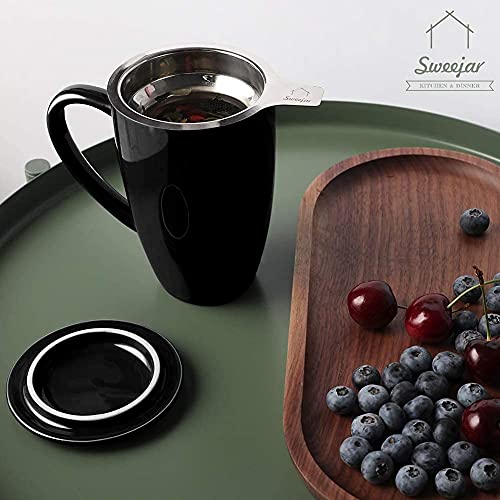 Sweejar Porcelain Tea Infuser Mug with Lid