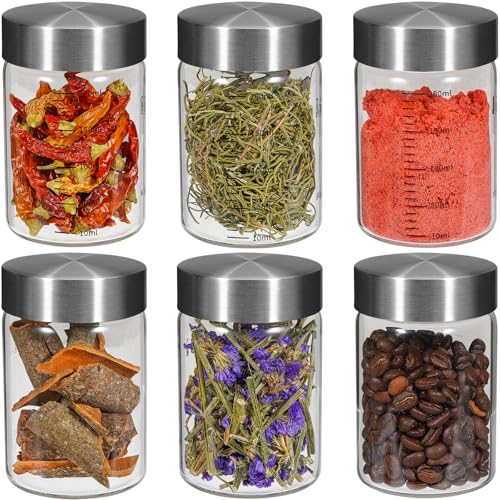 Glass Spice Jar Coffee Sugar Container Airtight Glass Jar Food Storage Canisters Bottle for Kitchen Seasoning Tea Herb Overnight Oats Bar Parfait Snacks