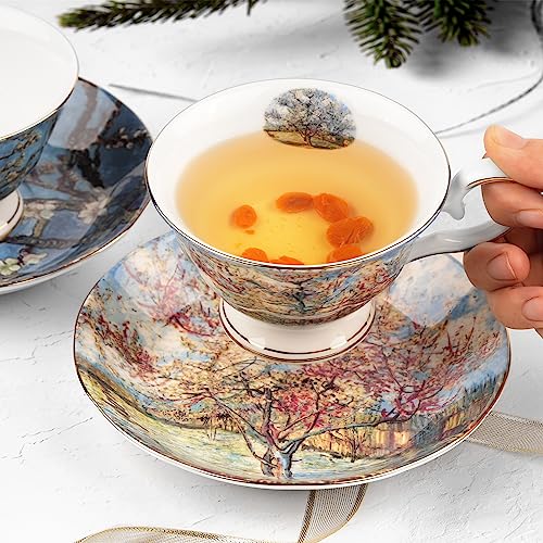 Floral Tea Cups Saucers Set of 2 (2 Count)