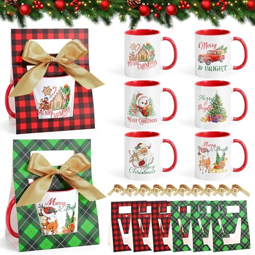 12 Sets Christmas Coffee Mugs with Mug Boxes 12 oz (12 Count)