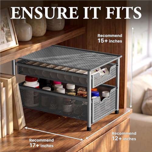 Stackable 2 Tier Sliding Basket Organizer Drawer