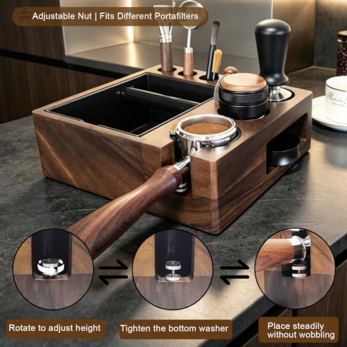 Espresso tamping station knock box