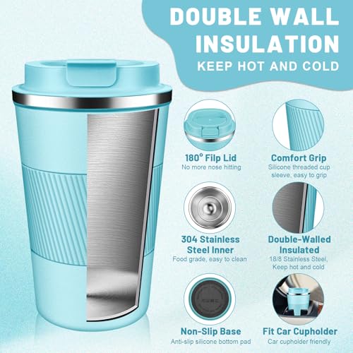 Insulated Coffee Tumblers with Flip Lid 12oz
