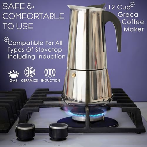12 Cup Greca Moka Pot (12 Espresso Cups)