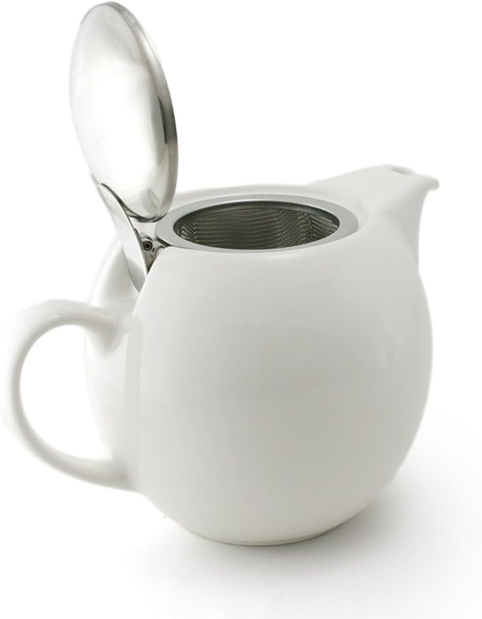 ZERO JAPAN Round Teapot 24 oz. (680 cc) with SLS Lid and Infuser White