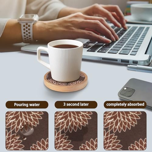 Wood Coasters Set of 6 with Holder