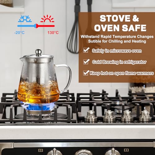 Glass Teapot Tea Pot with Removable Infusers for Loose Tea