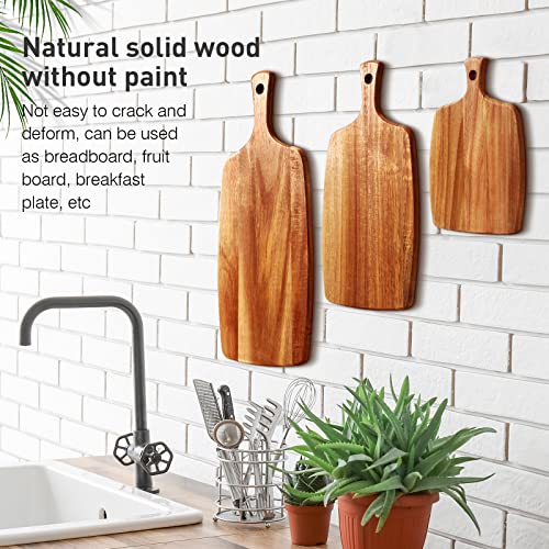 3 Pcs Acacia Wood Cutting Board with Handle (3 Count)
