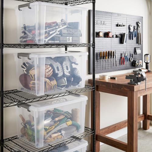 6 Packs 58.1 QT Plastic Storage Bins with Lids Large Stackable Storage Containers for Organizing Clear Storage Box for Garage (6 Count)