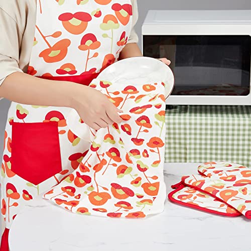 Oven Mitts and Potholders Dish Towles Set 100% Cotton for Perfect for Gifting (16 Ounce)