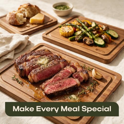 Wooden Cutting Boards for Kitchen Meal Prep & Serving (3 Count)