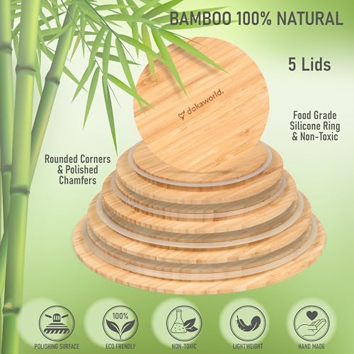 Glass Mixing Bowls Bamboo Lids (5 Count)