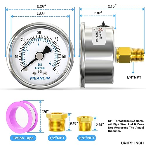 0~60Psi Dry Pressure Gauge Stainless Steel 1