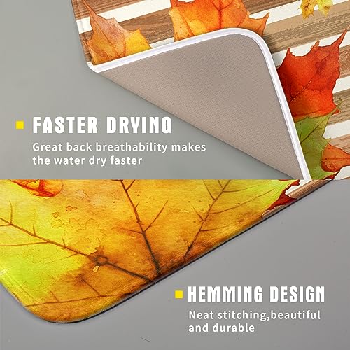 Autumn Golden Maple Leaf Dish Drying Mat for Kitchen Counter