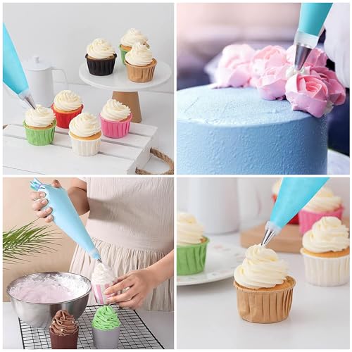 55PCS Piping Bags Tips Set Reusable Pastry Bags and Frosting Tips Cakes Decorating Kit for Cookie Icing