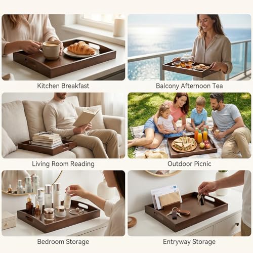 Bamboo Serving Tray with Handles (2 Count)