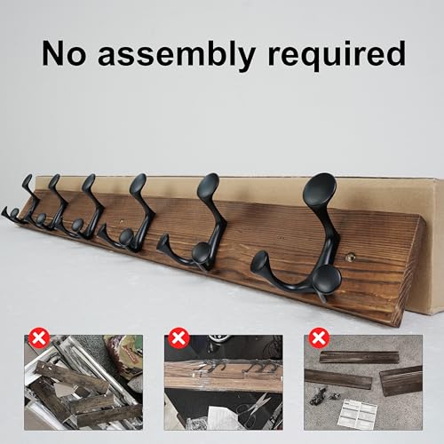 36 Inch Wood Coat Rack Wall Mount with 6 Triple Hooks (2 Count)