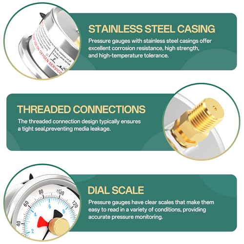 0 160PSI Stainless Steel with Reset Pointer Liquid Filled Pressure Gauge