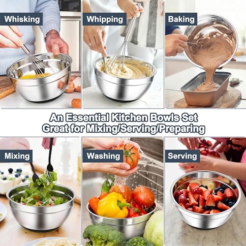 Mixing Bowls Stainless Steel Salad Bowls with Lids