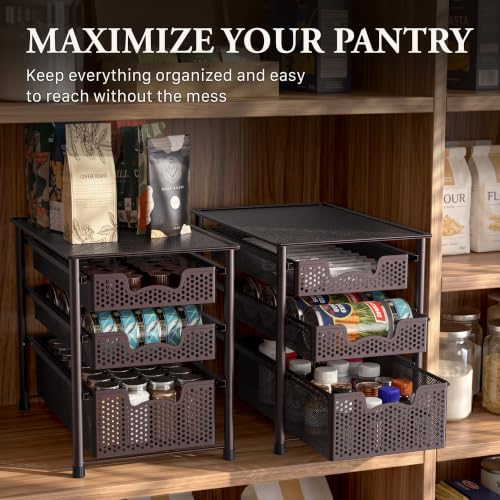 Stackable 3 Tier Sliding Basket Organizer Drawer (3 Count)