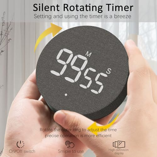 Desk Timer for Productivity Magnetic Digital Kitchen Timer Rechargeable Fabric Mesh Cover 99 Mins Countdown